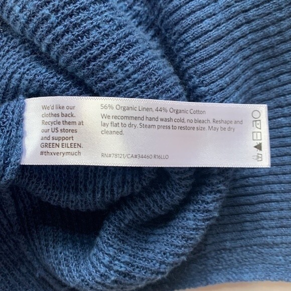Eileen Fisher Petite | Organic Linen Blend Sweater Lightweight Pullover Blue PM - Picture 3 of 5